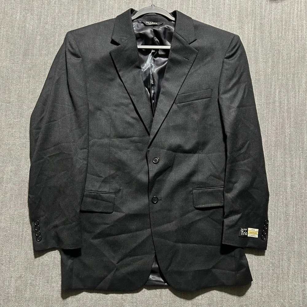 Jos. A. Bank Blazer Mens 41R Charcoal Gray 100% Wool 2-Button Trio Sport Coat